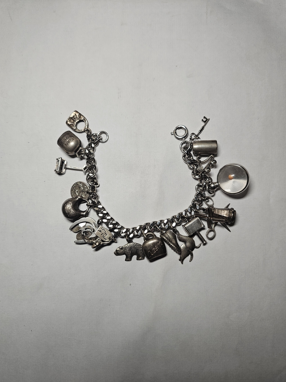 Sterling Silver 925 Charm Bracelet 7" Length